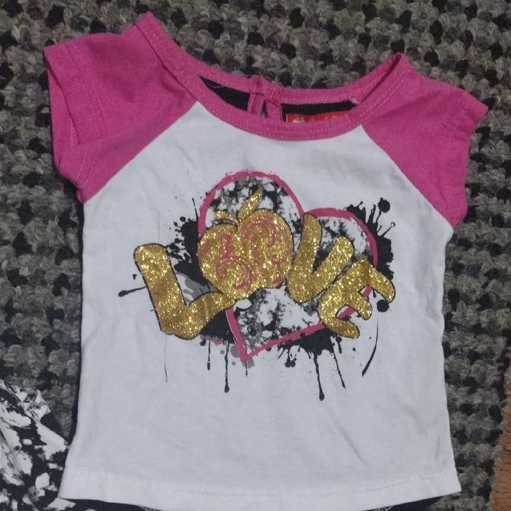 Apple Bottoms Pink and White Love Tee with Black Splatter Set - Picture 4 of 17